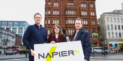 ictured in Belfast as London based Napier AI announces it is to create over 100 jobs in the north are (L-R) Greg Watson, CEO of Napier AI, Economy Minister Caoimhe Archibald and Kieran Donoghue, CEO of Invest NI.